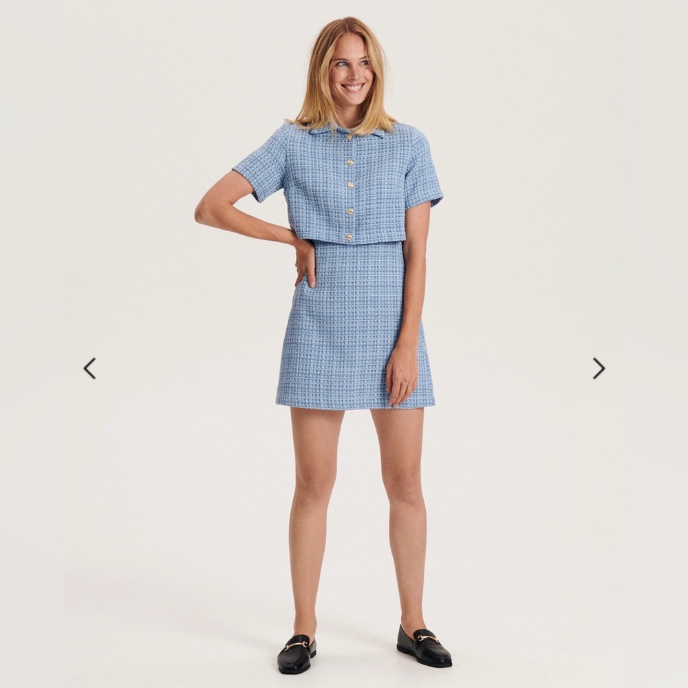 Reserved Tweed type Light Blue Women's Dress